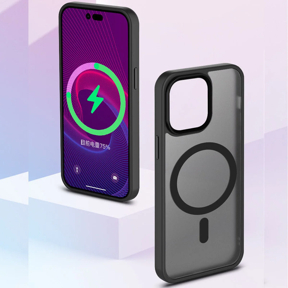 TPU+PC чохол Metal Buttons with MagSafe Colorful для Apple iPhone 14 Pro (6.1") Чорний