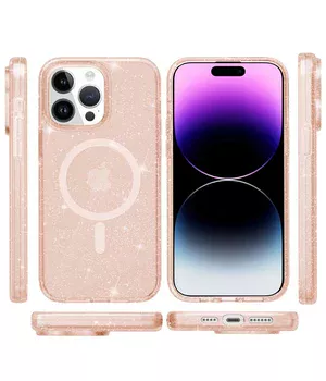 Чохол TPU Galaxy Sparkle (MagFit) для Apple iPhone 14 Pro (6.1") Gold+Glitter