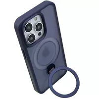 TPU+PC чехол Metal Buttons with MagSafe Colorful HQ Ring для Apple iPhone 14 Pro (6.1") Dark Blue
