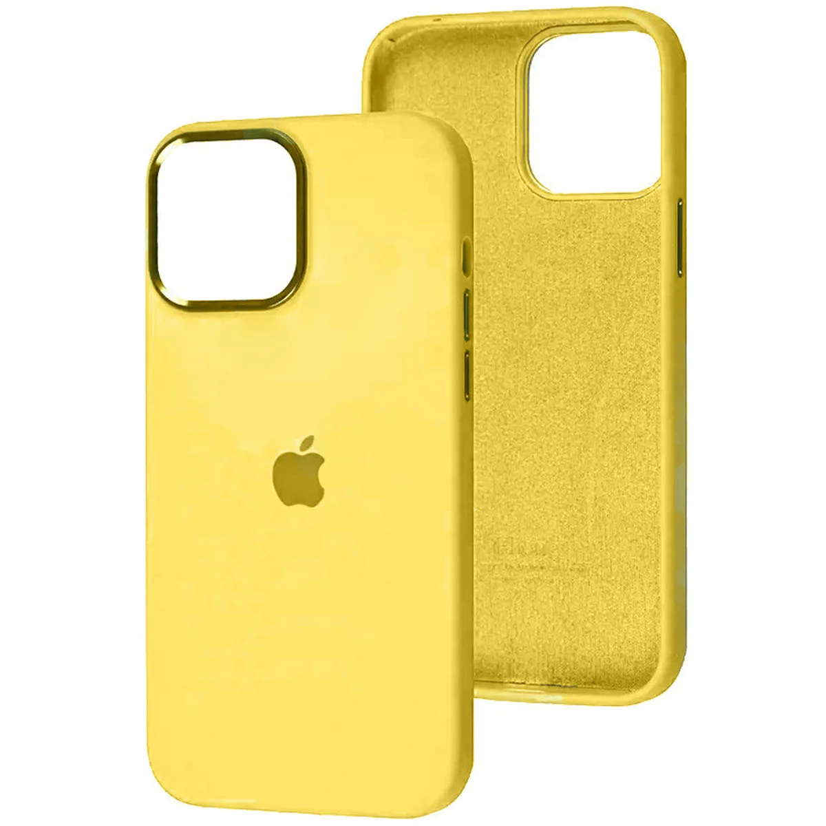 Чехол Silicone Case Metal Buttons (AA) для Apple iPhone 14 Pro (6.1") Желтый / Sunglow