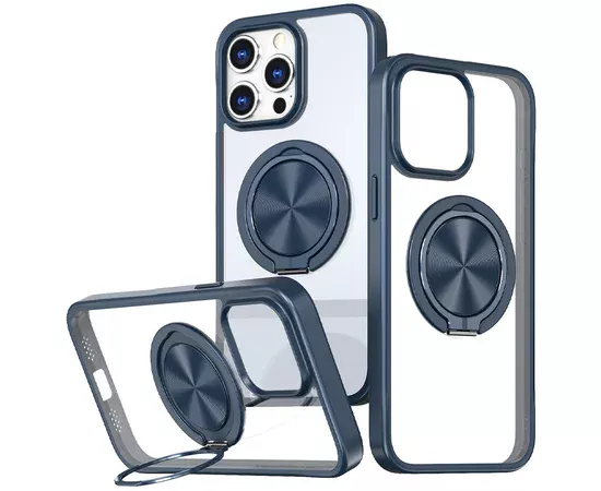 TPU+PC чехол Metal Ring with MagSafe для Apple iPhone 14 Pro (6.1") Синий