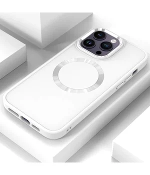 TPU чохол Bonbon Metal Style with MagSafe для Apple iPhone 14 Pro (6.1") Білий / White