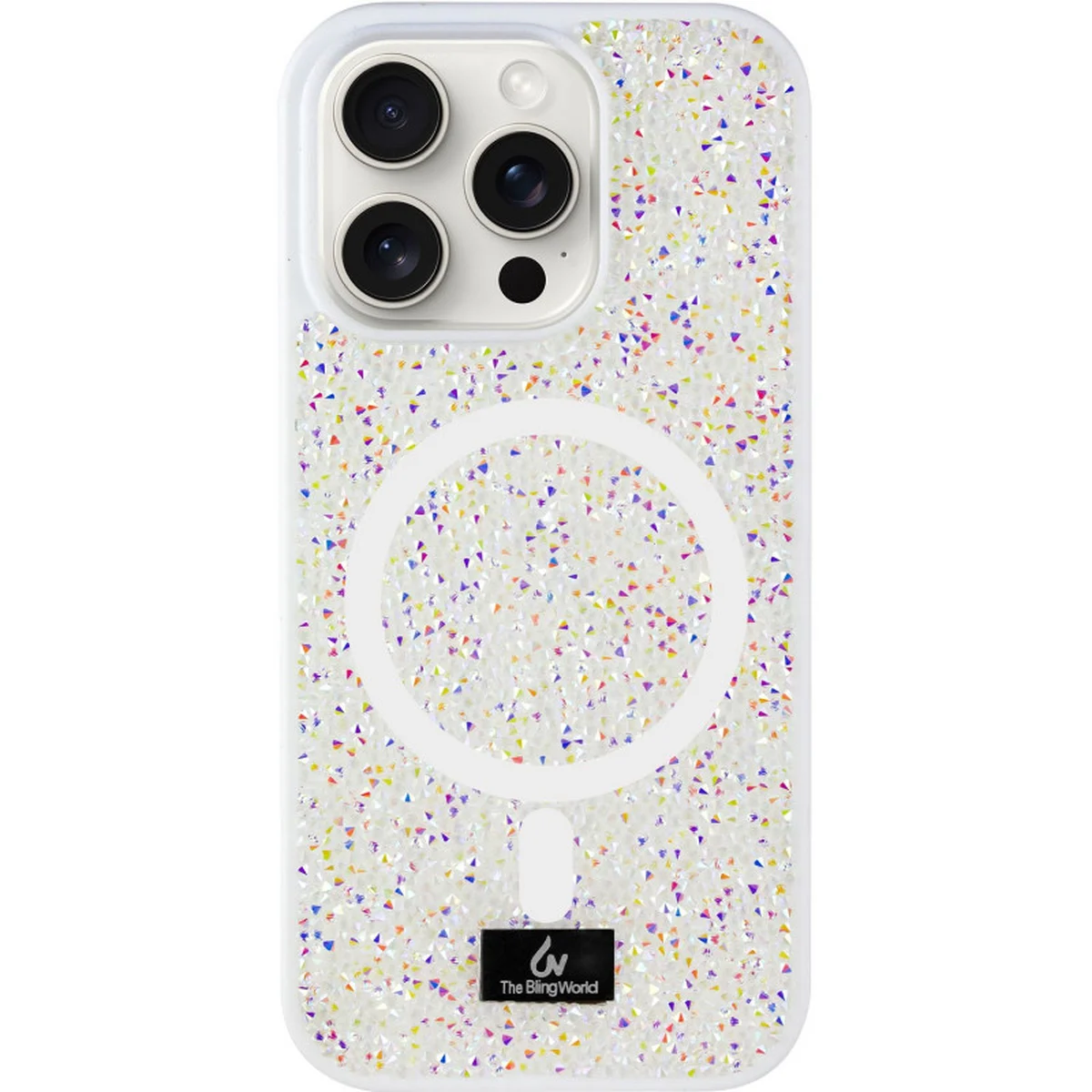 TPU чехол Bling World Rock Diamond with MagSafe для Apple iPhone 14 Pro (6.1") White