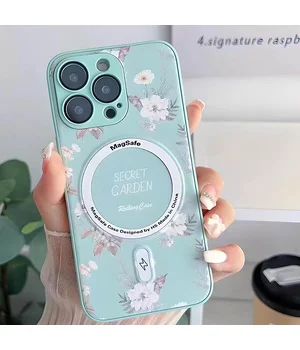 TPU+PC чохол Secret Garden with MagSafe для Apple iPhone 14 Pro (6.1") Mint