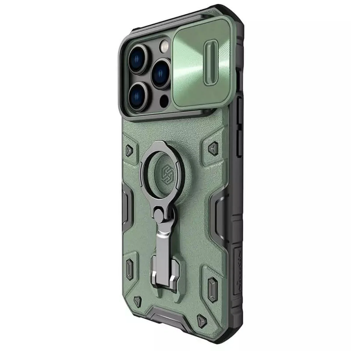 TPU+PC чехол Nillkin CamShield Armor Pro no logo (шторка на камеру) для Apple iPhone 14 Pro (6.1") Зеленый