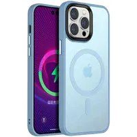 TPU+PC чохол Metal Buttons with MagSafe Colorful для Apple iPhone 14 Pro (6.1") Блакитний