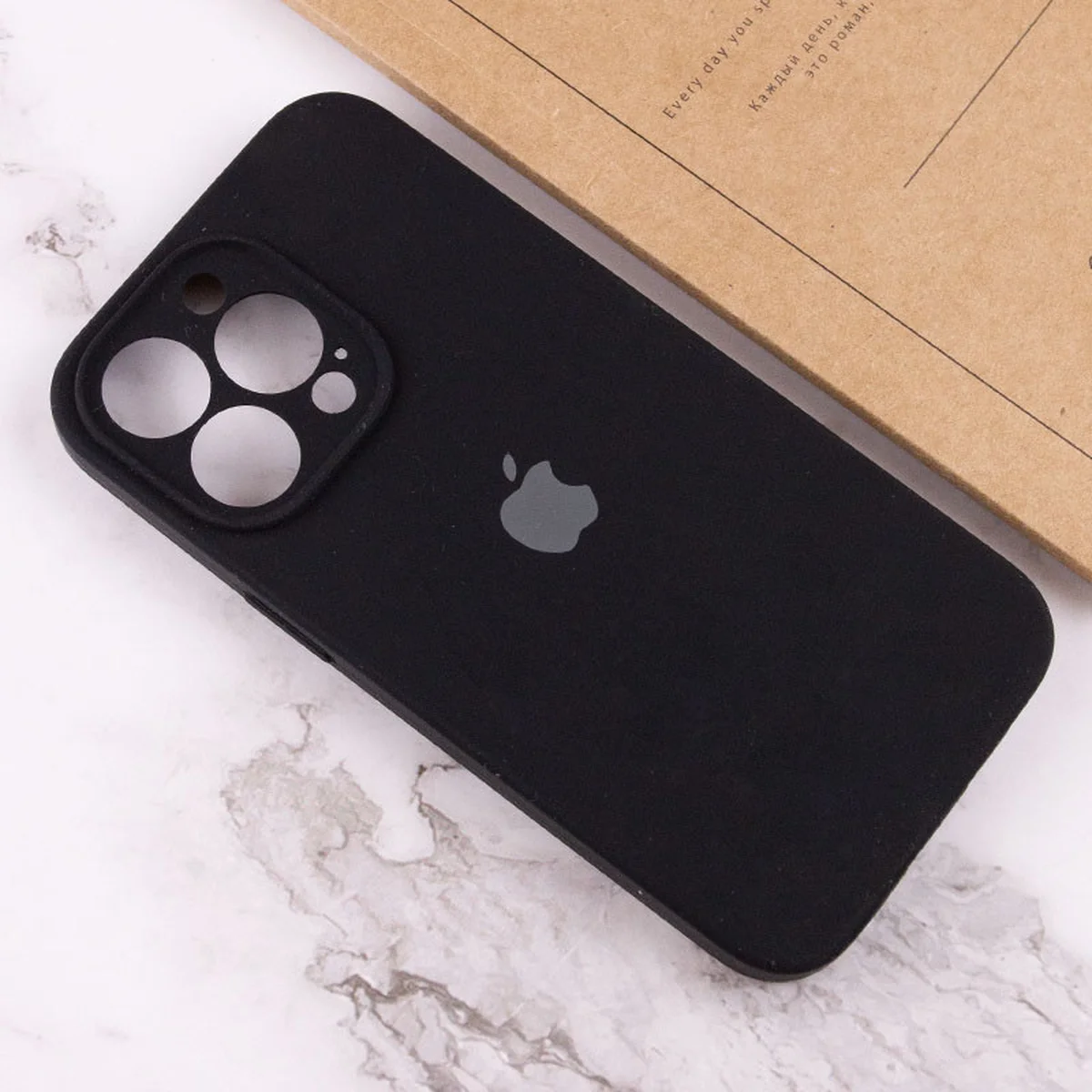 Чехол Silicone Case Full Camera Protective (AA) для Apple iPhone 14 Pro (6.1") Черный / Black
