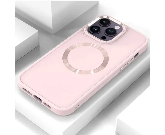 TPU чохол Bonbon Metal Style with MagSafe для Apple iPhone 14 Pro (6.1") Рожевий / Light Pink