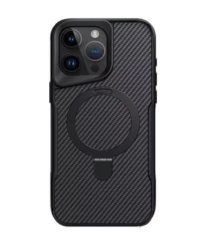 TPU+PC чохол Metal Buttons with MagSafe Carbon Ring для Apple iPhone 14 Pro (6.1") Чорний