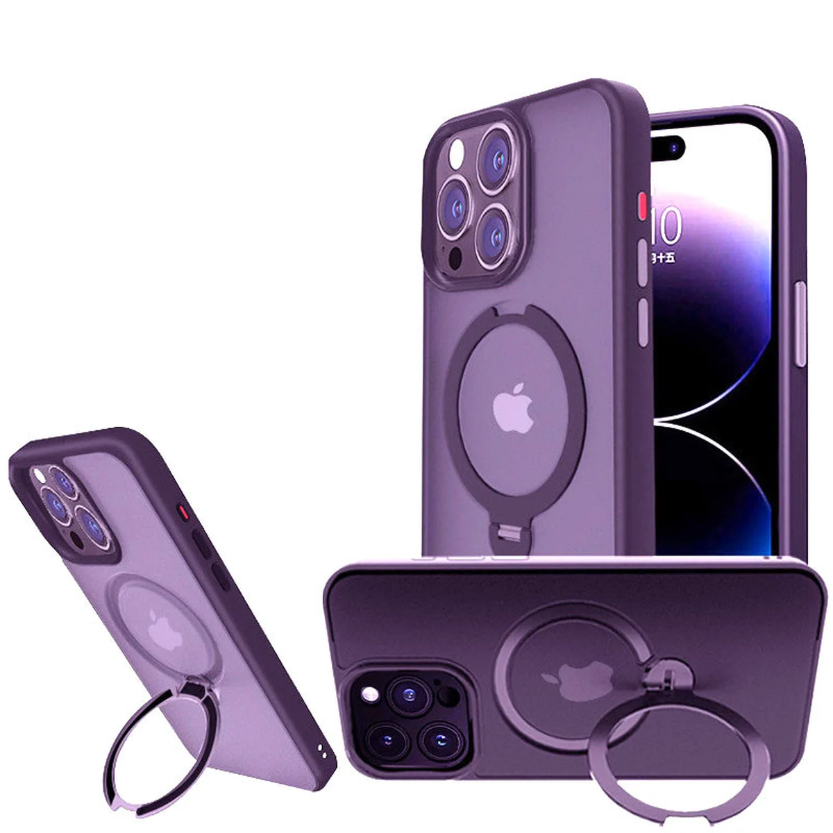 TPU+PC чохол Metal Buttons with MagSafe Colorful HQ Ring для Apple iPhone 14 Pro (6.1") Purple