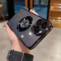 Пластиковый чехол "Luxury Diamond" с блестками with MagSafe для iPhone 13 Pro Max Черный