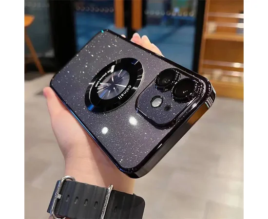 Пластиковый чехол "Luxury Diamond" с блестками with MagSafe для iPhone 12 Черный