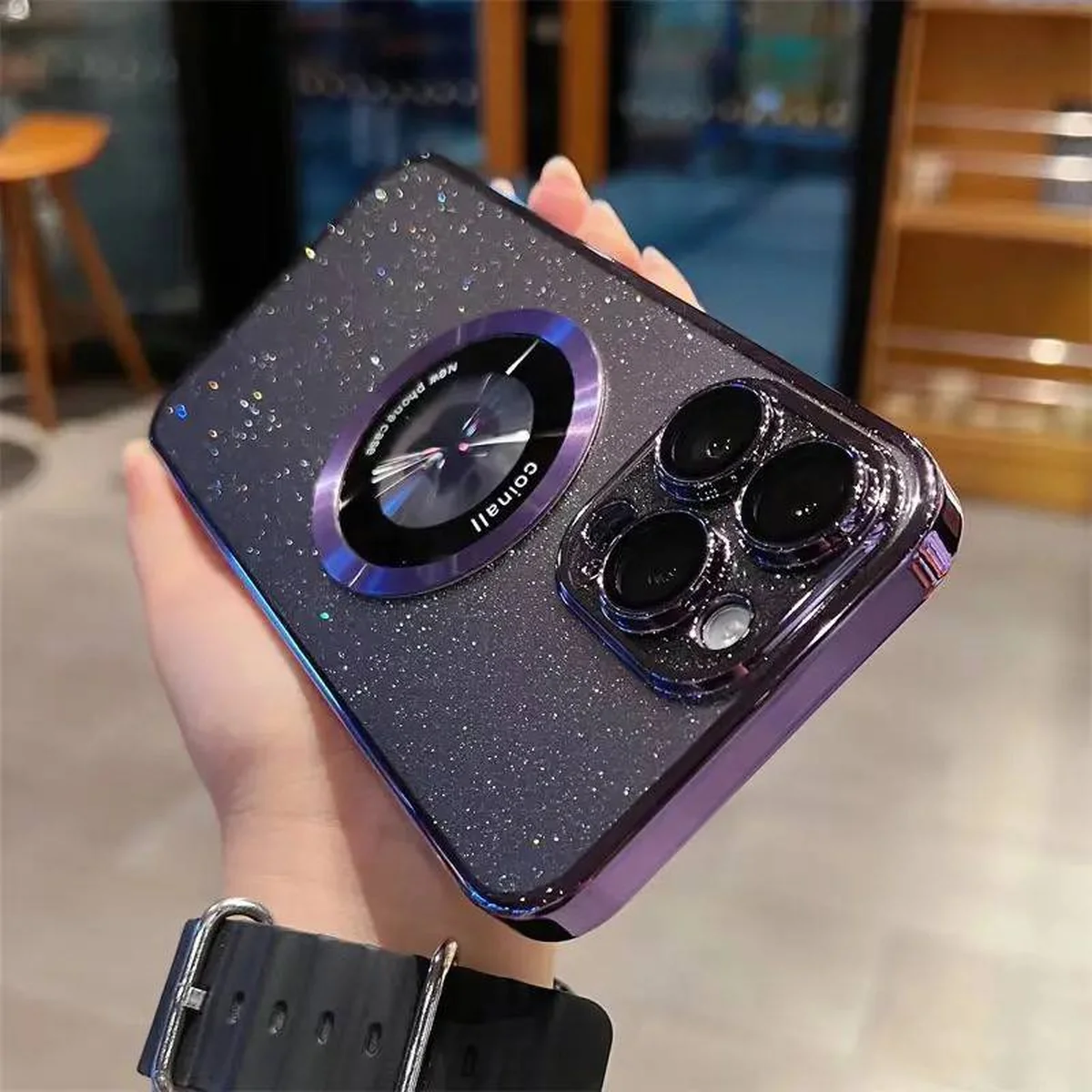 Пластиковый чехол "Luxury Diamond" с блестками with MagSafe для iPhone 13 Pro Фиолетовый