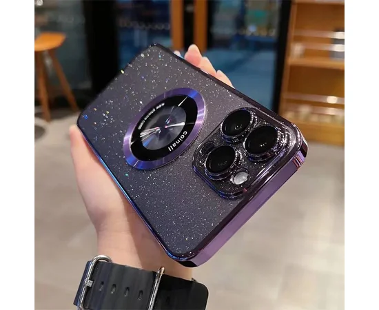 Пластиковий чохол "Luxury Diamond" з блискітками with MagSafe для iPhone 12 Pro Max Фіолетовий