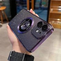 Пластиковый чехол "Luxury Diamond" с блестками with MagSafe для iPhone 12 Фиолетовый