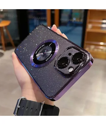 Пластиковий чохол "Luxury Diamond" з блискітками with MagSafe для iPhone 15 Plus Фіолетовий