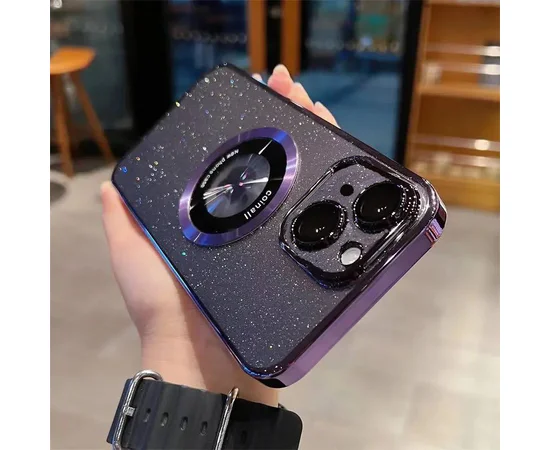 Пластиковый чехол "Luxury Diamond" с блестками with MagSafe для iPhone 15 Plus Фиолетовый