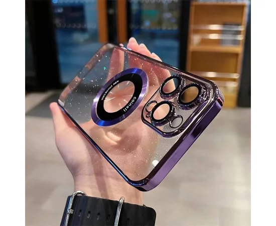 Пластиковий чохол "Luxury Diamond" з блискітками with MagSafe для iPhone 12 Pro Max Фіолетовий