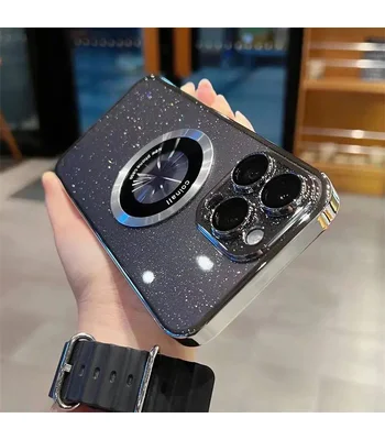 Пластиковый чехол "Luxury Diamond" с блестками with MagSafe для iPhone 12 Pro Серебряный