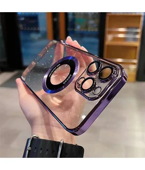 Пластиковый чехол "Luxury Diamond" с блестками with MagSafe для iPhone 15 Pro Фиолетовый