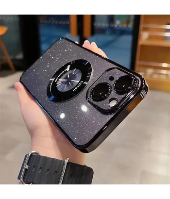 Пластиковий чохол "Luxury Diamond" з блискітками with MagSafe для iPhone 15 Plus Чорний