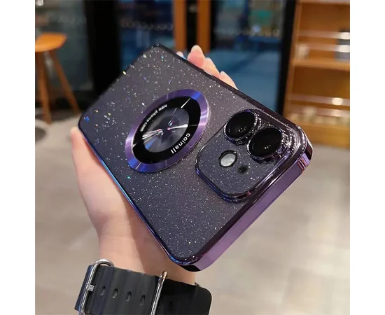 Пластиковий чохол "Luxury Diamond" з блискітками with MagSafe для iPhone 12 Фіолетовий