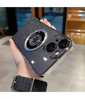 Пластиковый чехол "Luxury Diamond" с блестками with MagSafe для iPhone 14 Серебряный Пластиковый чехол "Luxury Diamond" с блестками with MagSafe для iPhone 14 Серебряный