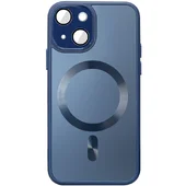 Чехол TPU+Glass Sapphire Midnight with MagSafe для Apple iPhone 14 (6.1") Синий / Deep navy