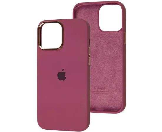 Чехол Silicone Case Metal Buttons (AA) для Apple iPhone 14 (6.1") Бордовый / Plum