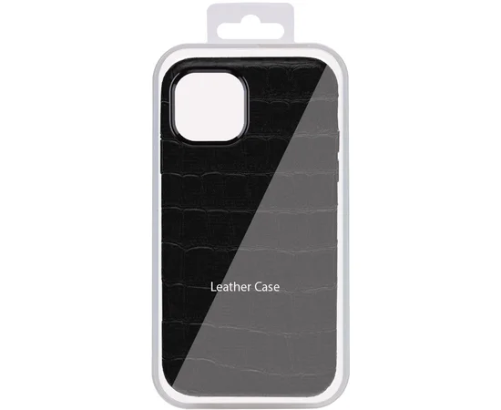 Кожаный чехол Croco Leather для Apple iPhone 14 (6.1") Black