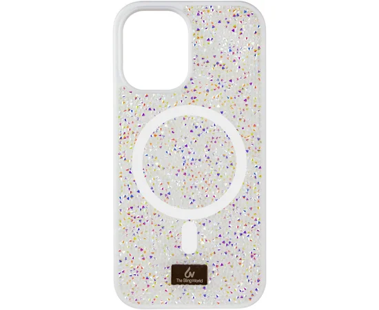 TPU чохол Bling World Rock Diamond with MagSafe для Apple iPhone 14 (6.1") White