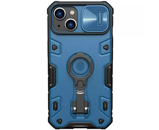 TPU+PC чохол Nillkin CamShield Armor Pro no logo (шторка на камеру) для Apple iPhone 14 (6.1") Синій