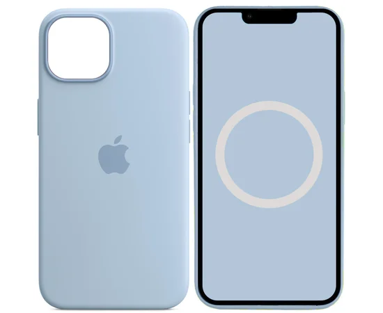 Чохол Silicone case (AAA) full with Magsafe and Animation для Apple iPhone 14 (6.1") Синій / Sky