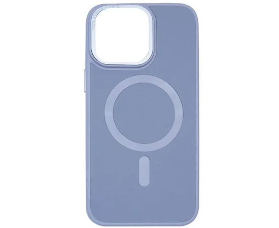 Кожаный чехол Bonbon Leather Metal Style with MagSafe для Apple iPhone 14 (6.1") Голубой / Mist blue