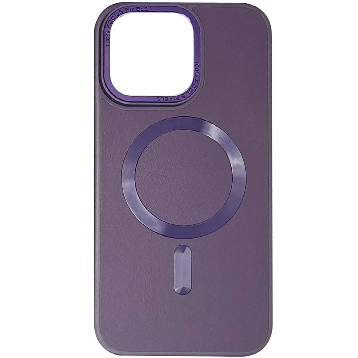 Шкіряний чохол Bonbon Leather Metal Style with MagSafe Apple iPhone 14 (6.1") Фіолетовий / Dark Purple
