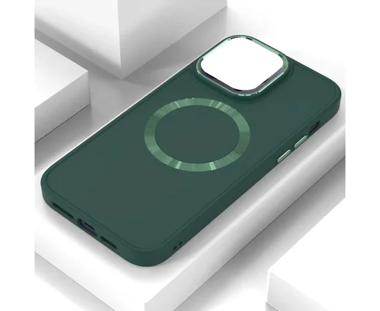 TPU чехол Bonbon Metal Style with MagSafe для Apple iPhone 14 (6.1") Зеленый / Army Green