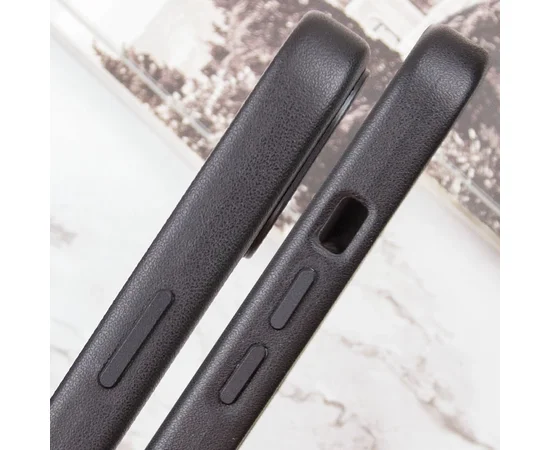 Кожаный чехол Leather Case (AAA) with MagSafe and Animation для Apple iPhone 14 (6.1") Midnight