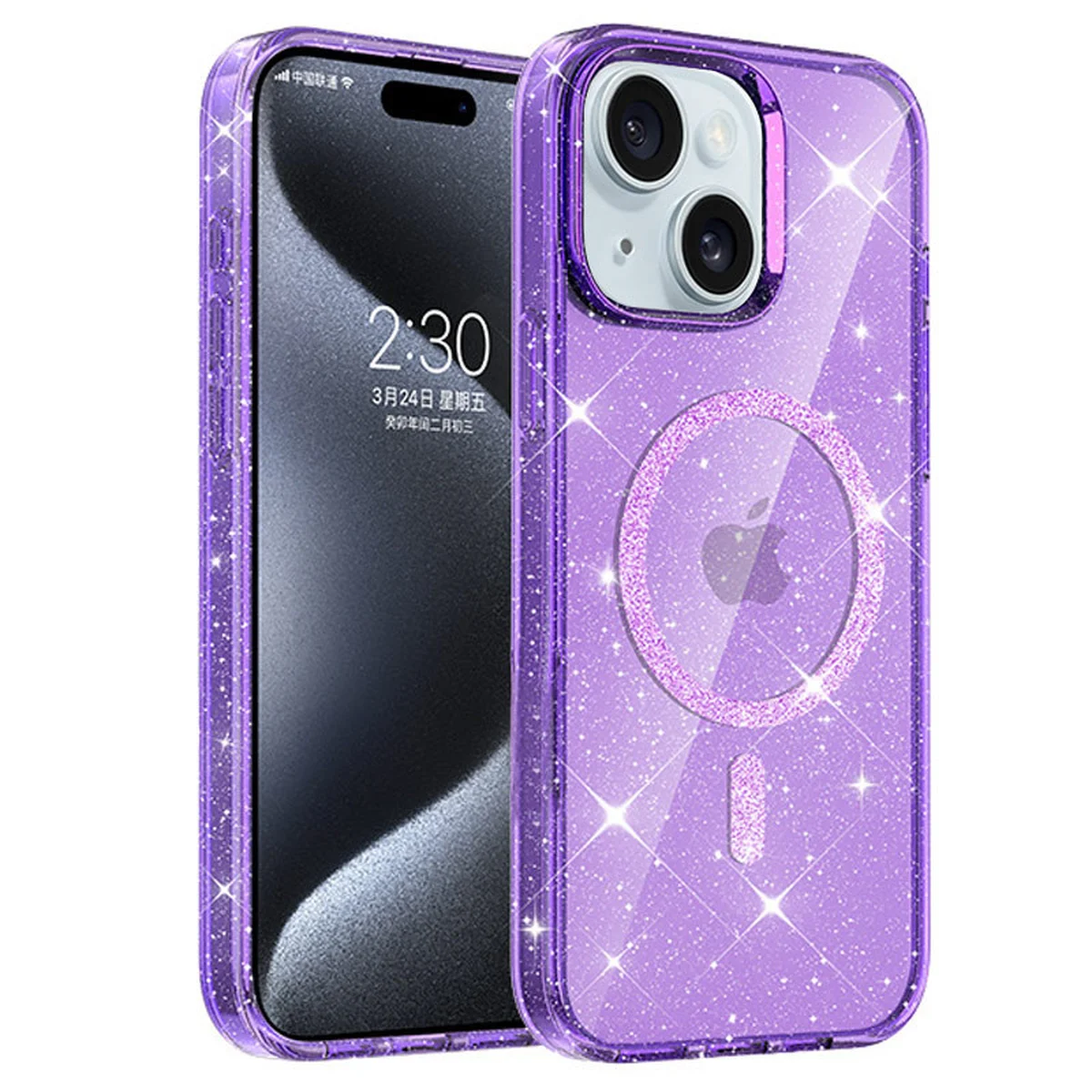 Чехол TPU Eclipse Sparkle (MagFit) для Apple iPhone 14 / 13 (6.1") Purple