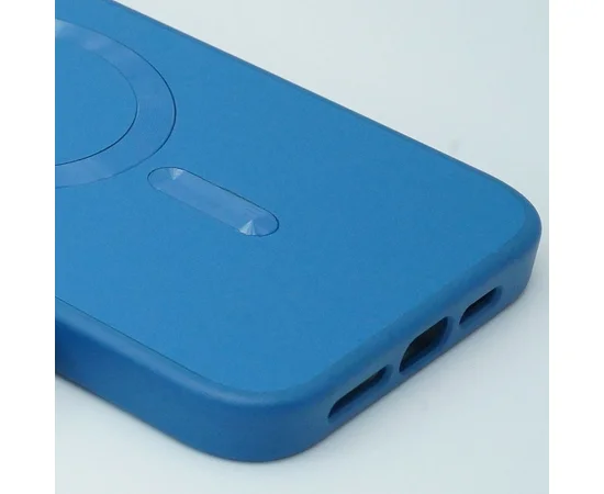 Кожаный чехол Bonbon Leather Metal Style with MagSafe для Apple iPhone 14 (6.1") Синий / Indigo