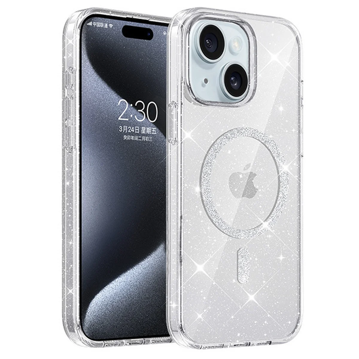 Чехол TPU Eclipse Sparkle (MagFit) для Apple iPhone 14 / 13 (6.1") Clear