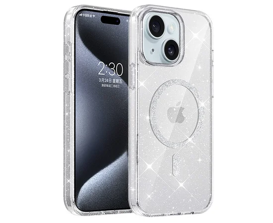 Чехол TPU Eclipse Sparkle (MagFit) для Apple iPhone 14 / 13 (6.1") Clear