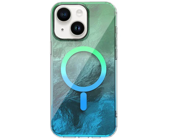 Чохол TPU Shiny Mountain (MagFit) для Apple iPhone 14/13 (6.1") Green / Blue
