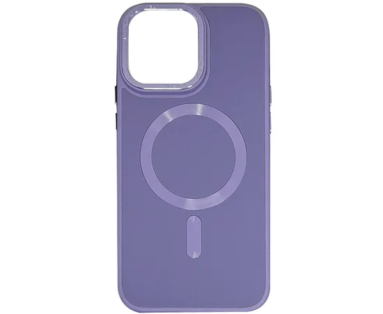 Кожаный чехол Bonbon Leather Metal Style with MagSafe для Apple iPhone 14 (6.1") Серый / Lavender
