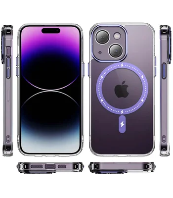 Чехол TPU+PC Colorful with MagSafe для Apple iPhone 14 (6.1") Purple