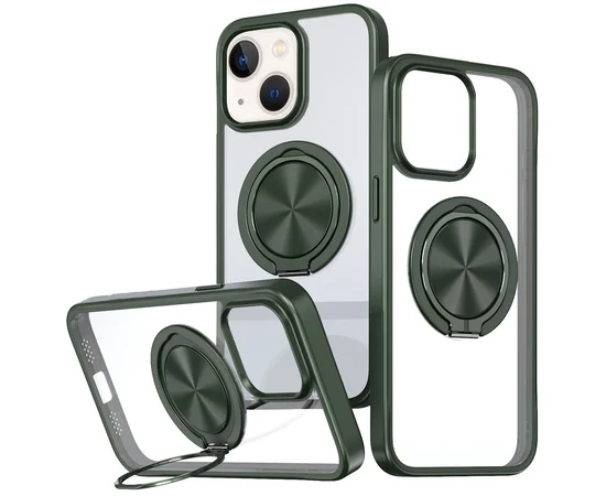TPU+PC чехол Metal Ring with MagSafe для Apple iPhone 14 / 13 (6.1") Зеленый