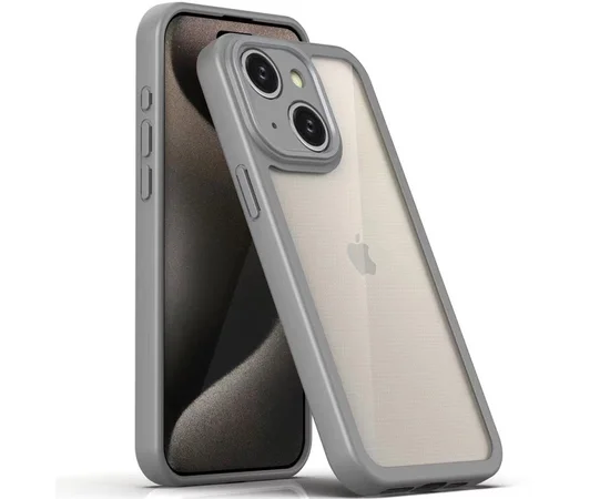 TPU чохол Transparent + Colour 1,5mm для Apple iPhone 14 (6.1") Grey
