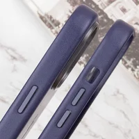 Кожаный чехол Leather Case (AAA) with MagSafe and Animation для Apple iPhone 14 (6.1") Ink