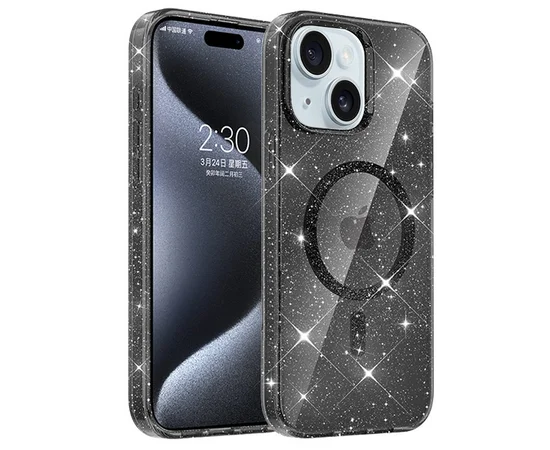 Чехол TPU Eclipse Sparkle (MagFit) для Apple iPhone 14 / 13 (6.1") Black