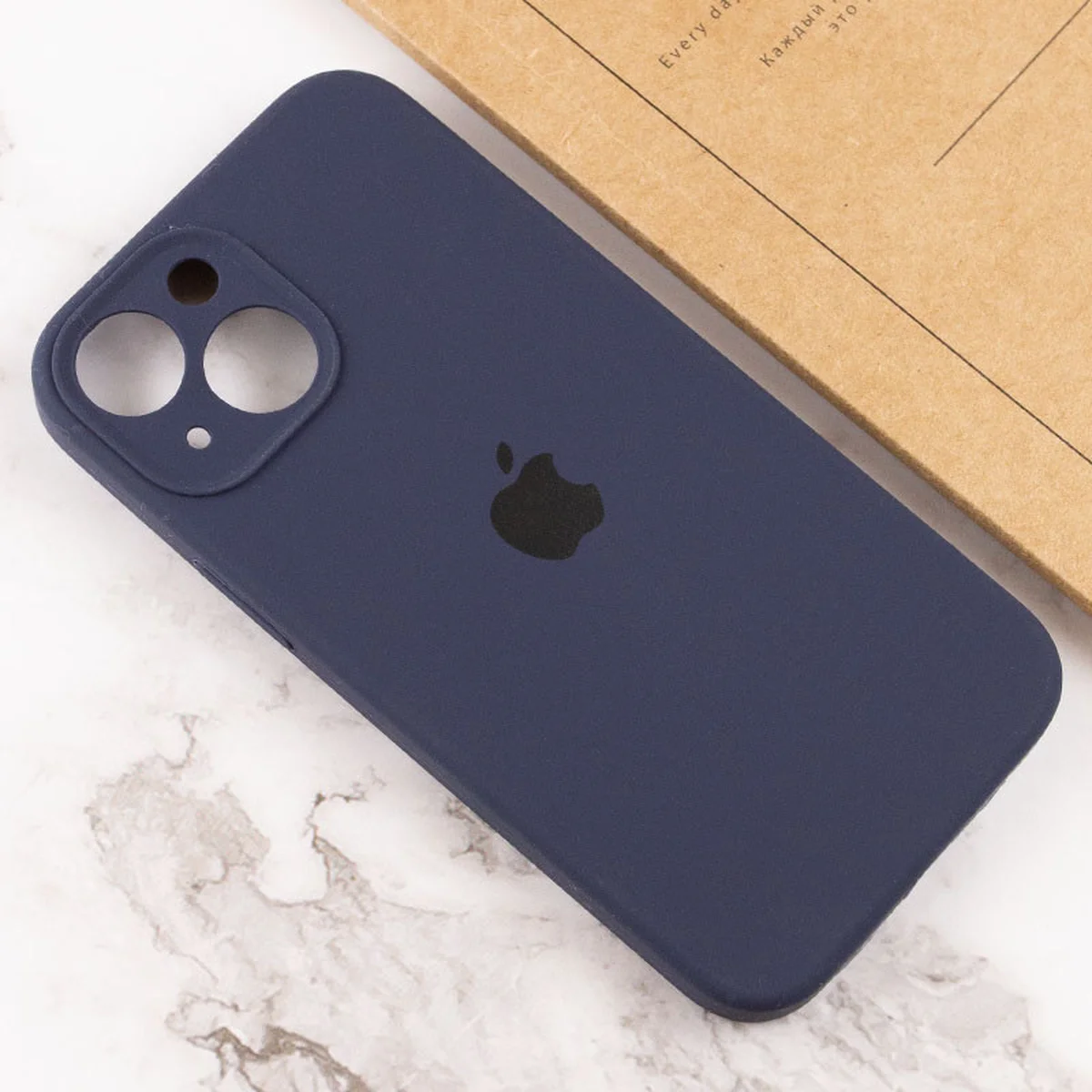 Чехол Silicone Case Full Camera Protective (AA) для Apple iPhone 14 (6.1") Темно-синий / Midnight blue