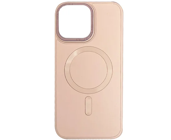 Кожаный чехол Bonbon Leather Metal Style with MagSafe для Apple iPhone 14 (6.1") Розовый / Light pink